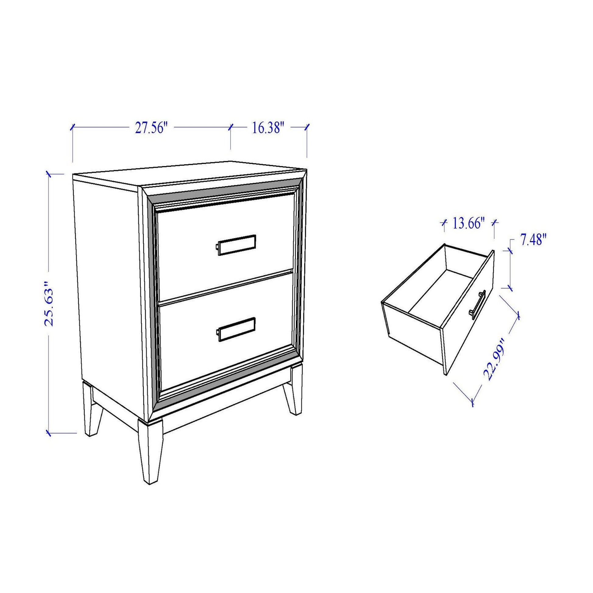 Almera - Glitter Nightstand - White Global Furniture USA