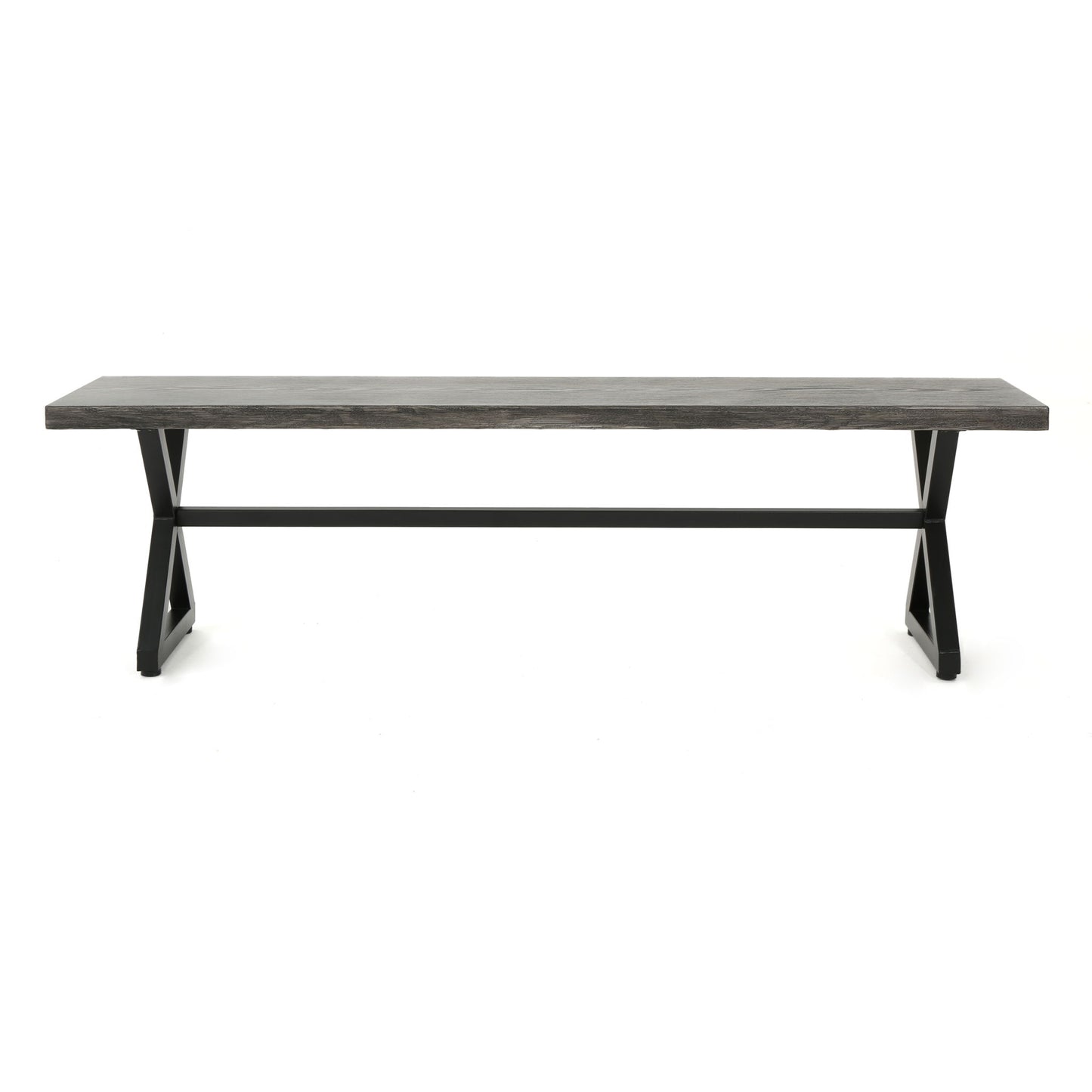 Modern Aluminum Outdoor Dining Bench With X Base Noble House