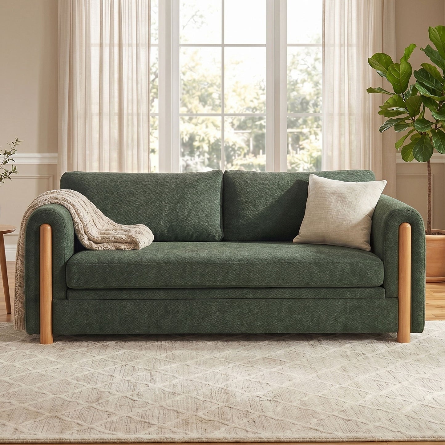 Modern 3 Seater Upholstered Couch Sofa For Living Room Noble House