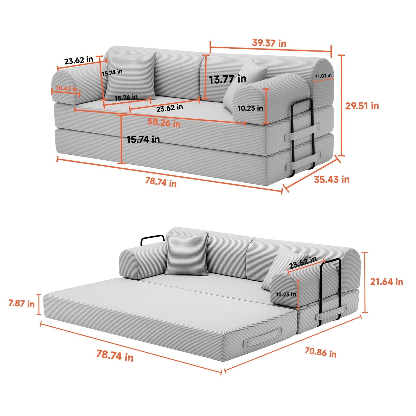 Convertible Sleeper Sofa Bed, Folding Mattress Couch - Light Camel Home Essentials