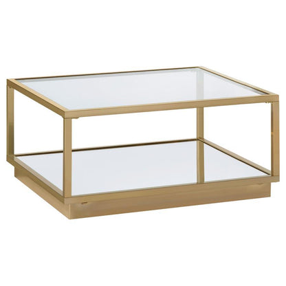 Renee - 2 Piece Square Coffee Table Set - Rose Brass