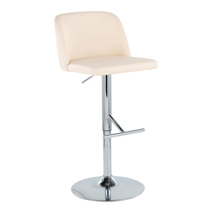 Toriano - Contemporary Adjustable Barstool With Swivel With Straight T Footrest (Set of 2) - Cream / Chrome Lumi Source