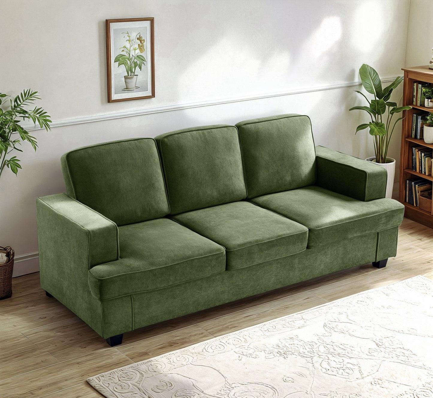 Modern Sofa, Comfortable 3 Seater Couch With Deep Seating, Loose Back Cushions, Wide Arms US Pride