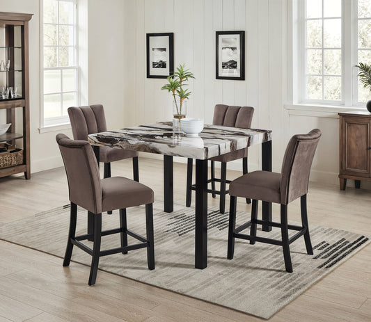 Vega - 5 Piece Counter Dining Room Set - Gray / Black Crown Mark