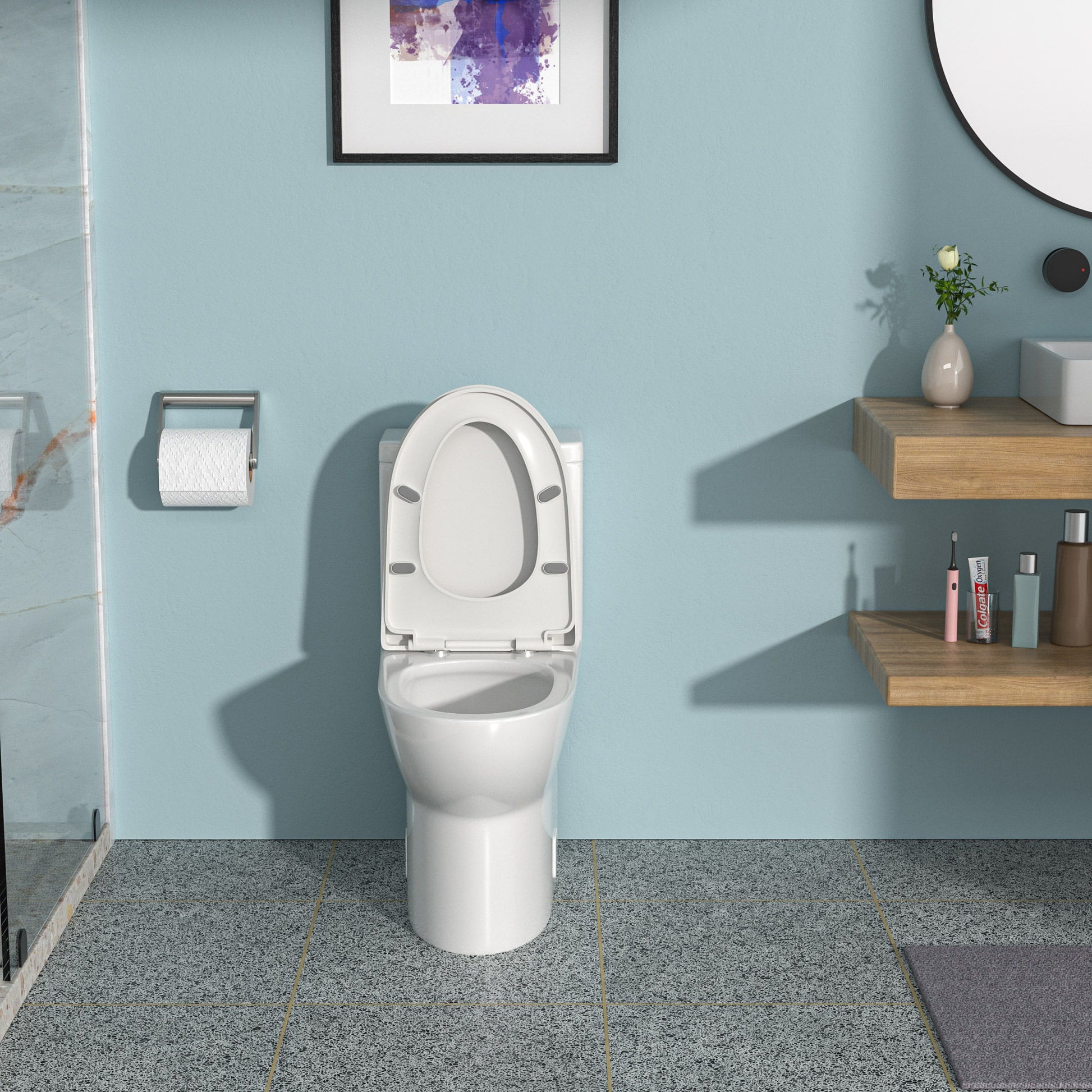 1 Piece Toilet With Dual Flush, Soft Closing Seat - White Daily Nest