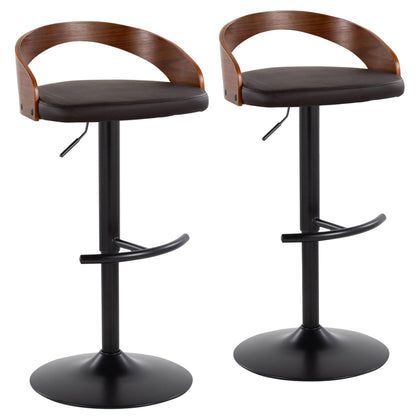 Grotto - Contemporary Adjustable Barstool With Swivel With Rounded T Footrest (Set of 2) Lumi Source