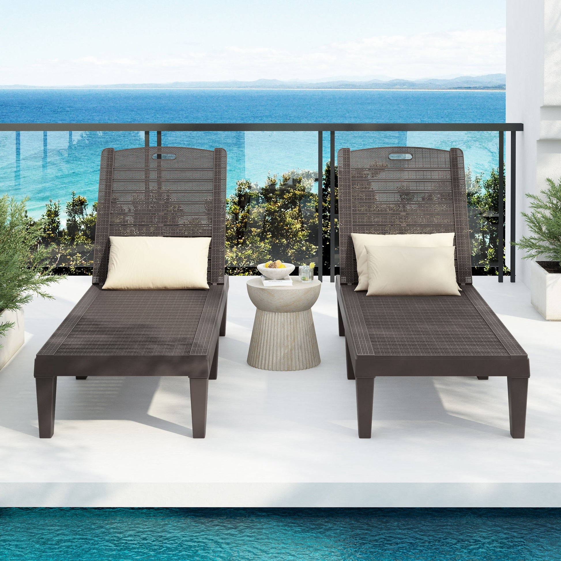 2 Piece Outdoor Chaise Lounges With Adjustable Backrest Hearth and Haven
