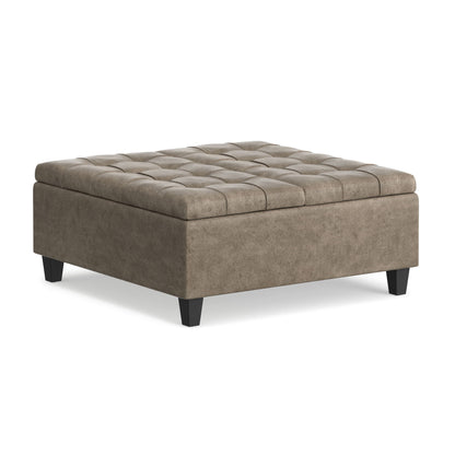 Harrison - Square Coffee Table Ottoman - Brown Simpli-Home