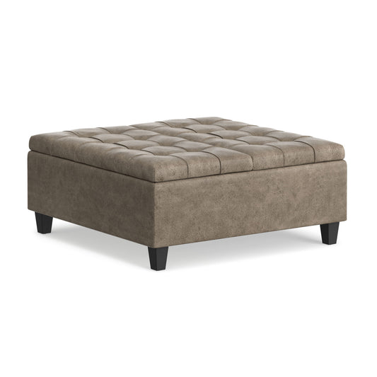 Harrison - Square Coffee Table Ottoman - Brown Simpli-Home