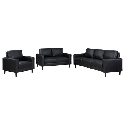 Weld 3 Piece Upholstered Track Arm Sofa Set - Black Furniture Max