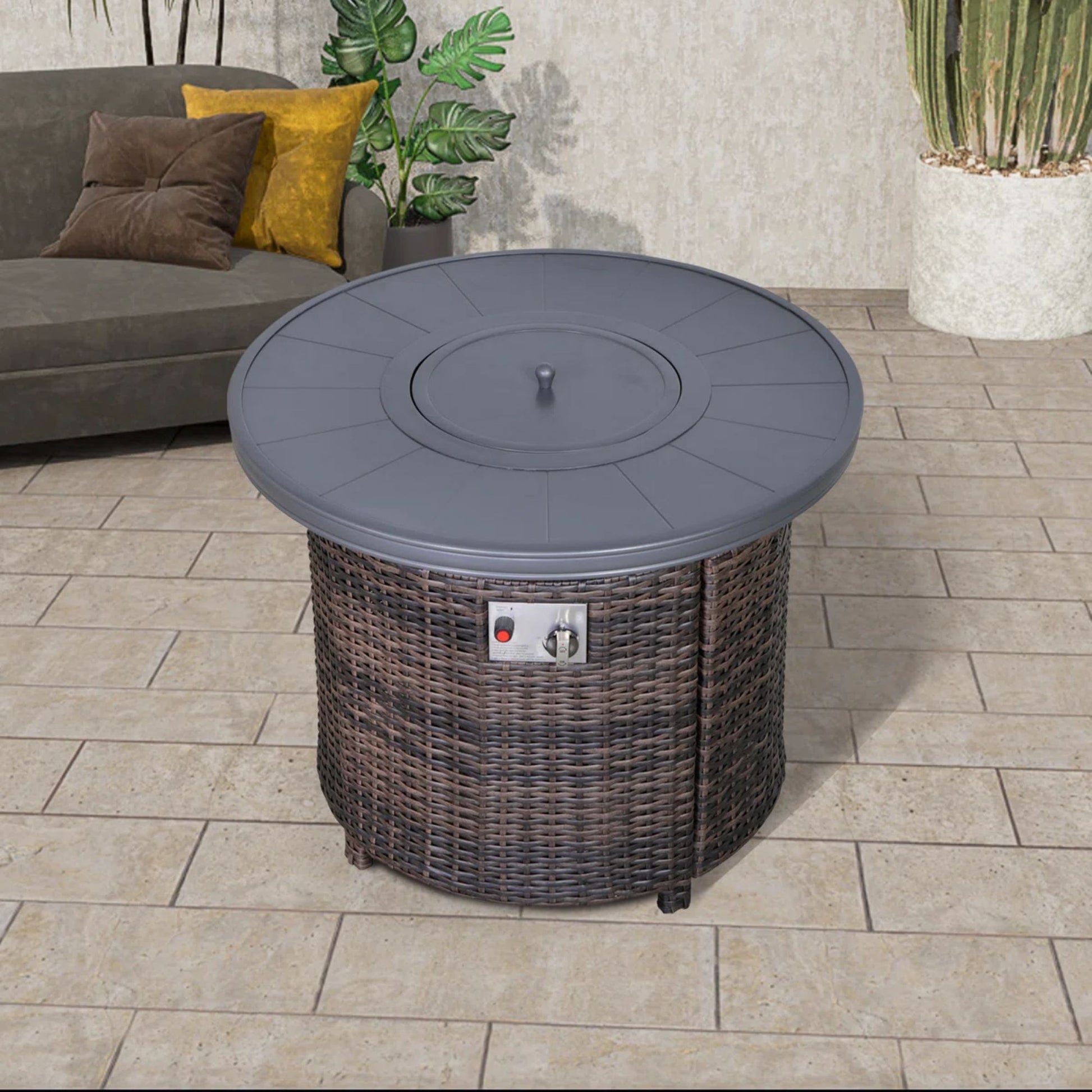Outdoor Fire Pit Table With Lid LSI Patio Furniture