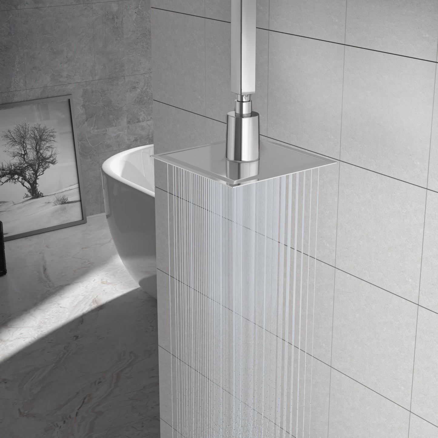 Ultra Thin 8" Square Rain Shower Head 304 Stainless Steel, Wall / Ceiling Mounted Daily Nest