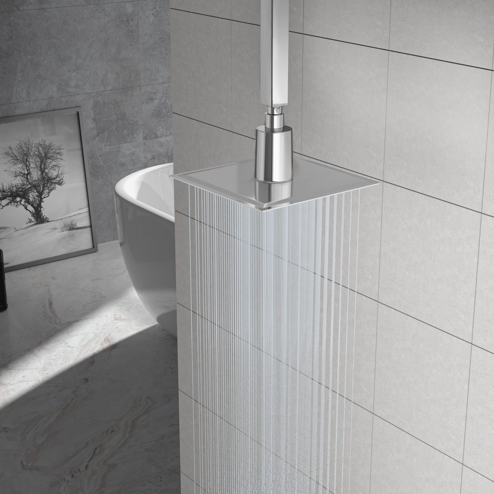Ultra Thin 8" Square Rain Shower Head 304 Stainless Steel, Wall / Ceiling Mounted Daily Nest