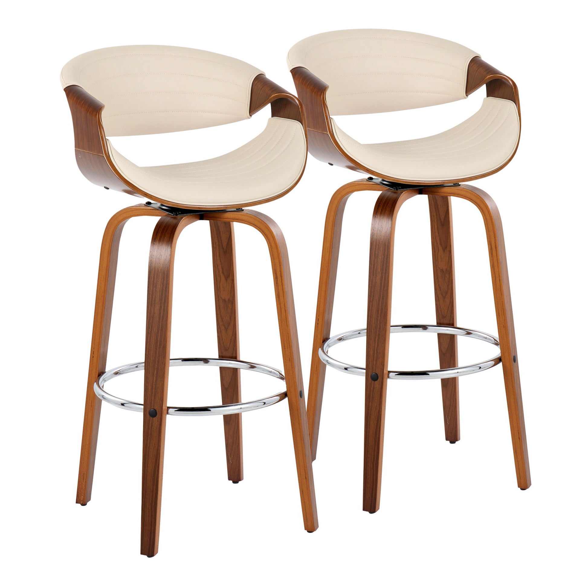 Symphony - Mid Century Modern Fixed Height Barstool With Swivel With Round Footrest (Set of 2) Lumi Source