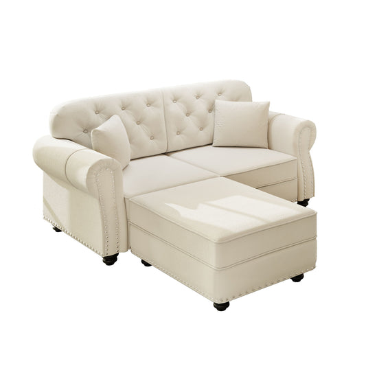 Upholstered Sofa Set With Nailhead Trim And Rolled Armrests, Includes Pillows Home Essentials