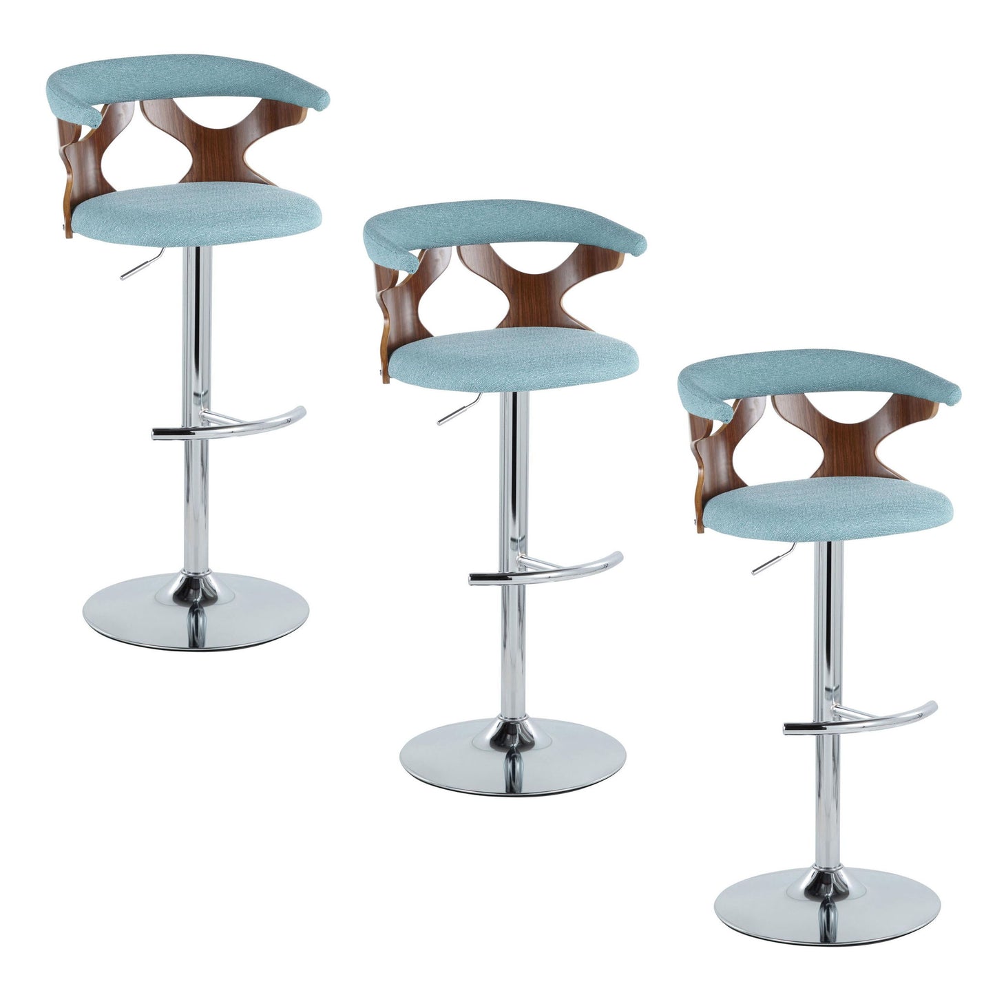 Gardenia - Mid Century Modern Adjustable Barstool With Swivel With Rounded T Footrest (Set of 2) Lumi Source