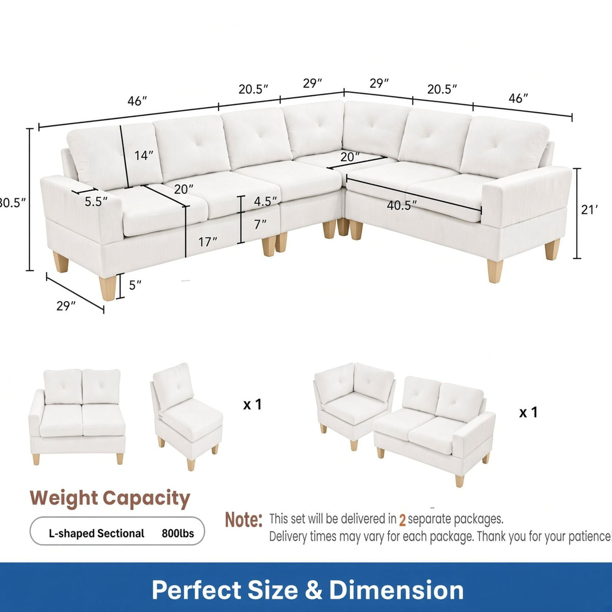 Modular L - Shaped Sectional Sofa 6 Seater 4 Piece Couch With Chaise Home Essentials