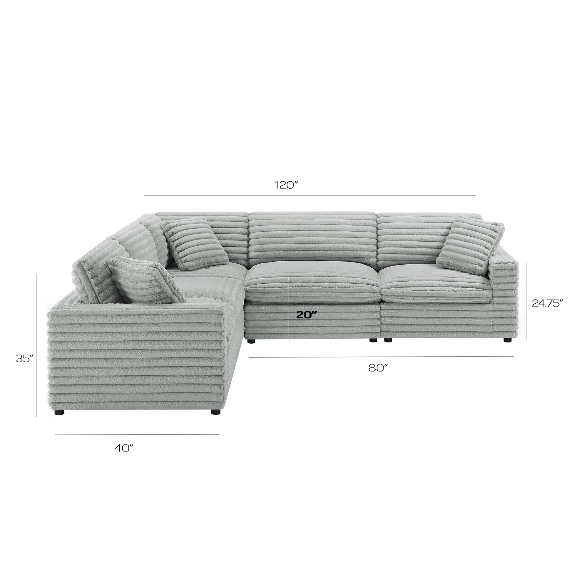 Jenny - 5 Piece Sectional - Gray Home Essentials