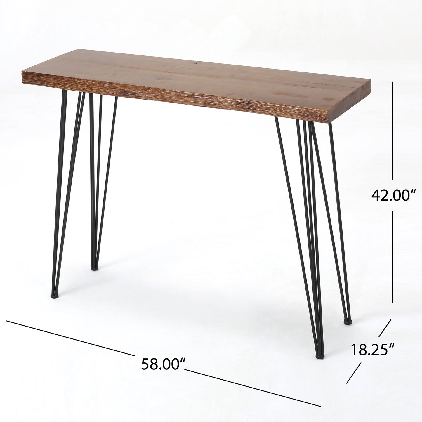 Modern Industrial Breakfast Bar Table, Metal Hairpin Legs & Wood Veneer Top - Natural Noble House