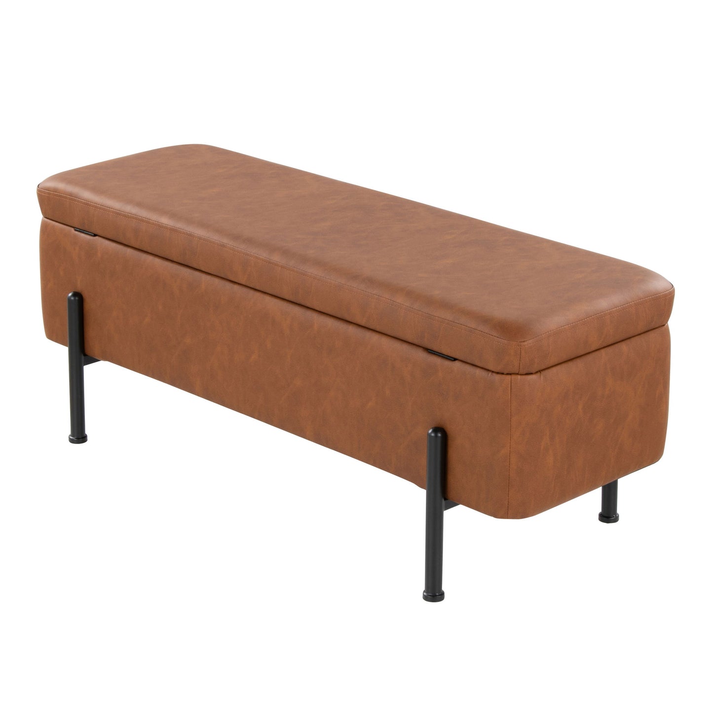 Daniella - Contemporary Storage Bench - Black / Camel Lumi Source