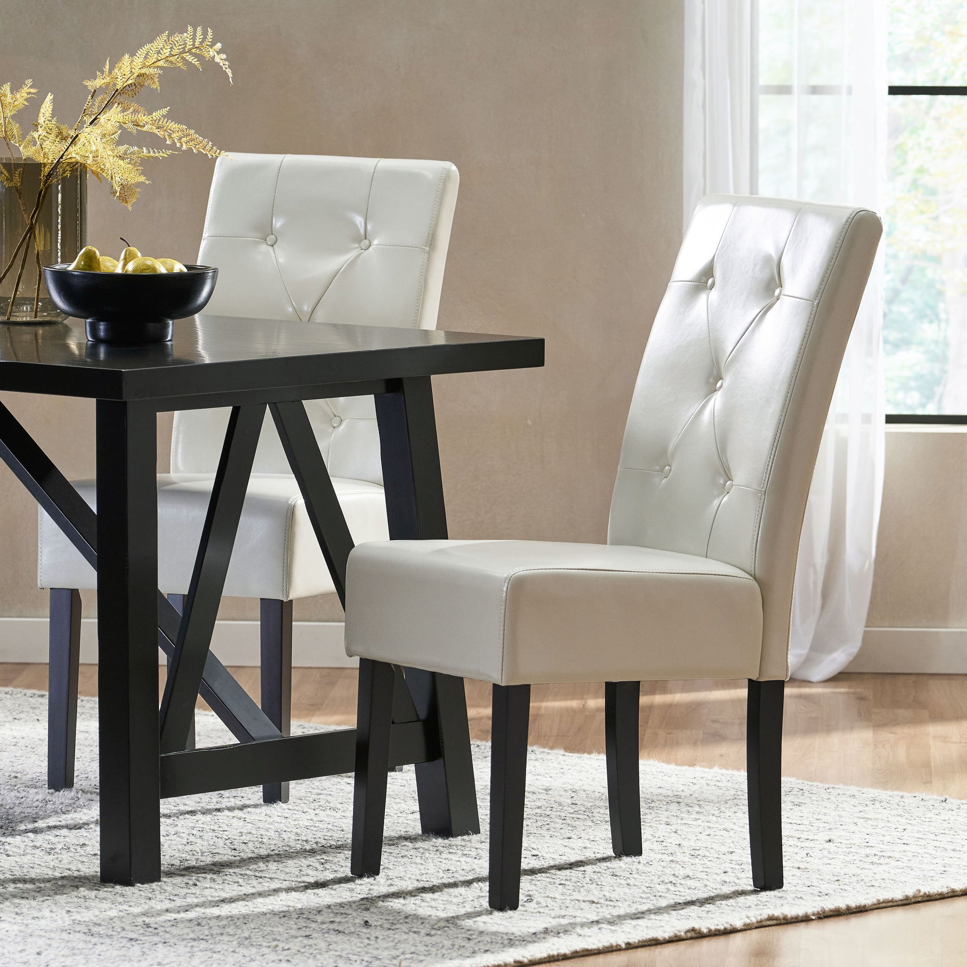 Carter - 5 Tuft Dining Chair With Button Tufted Backrest And Espresso Legs - Ivory Noble House