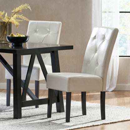 Carter - 5 Tuft Dining Chair With Button Tufted Backrest And Espresso Legs - Ivory Noble House