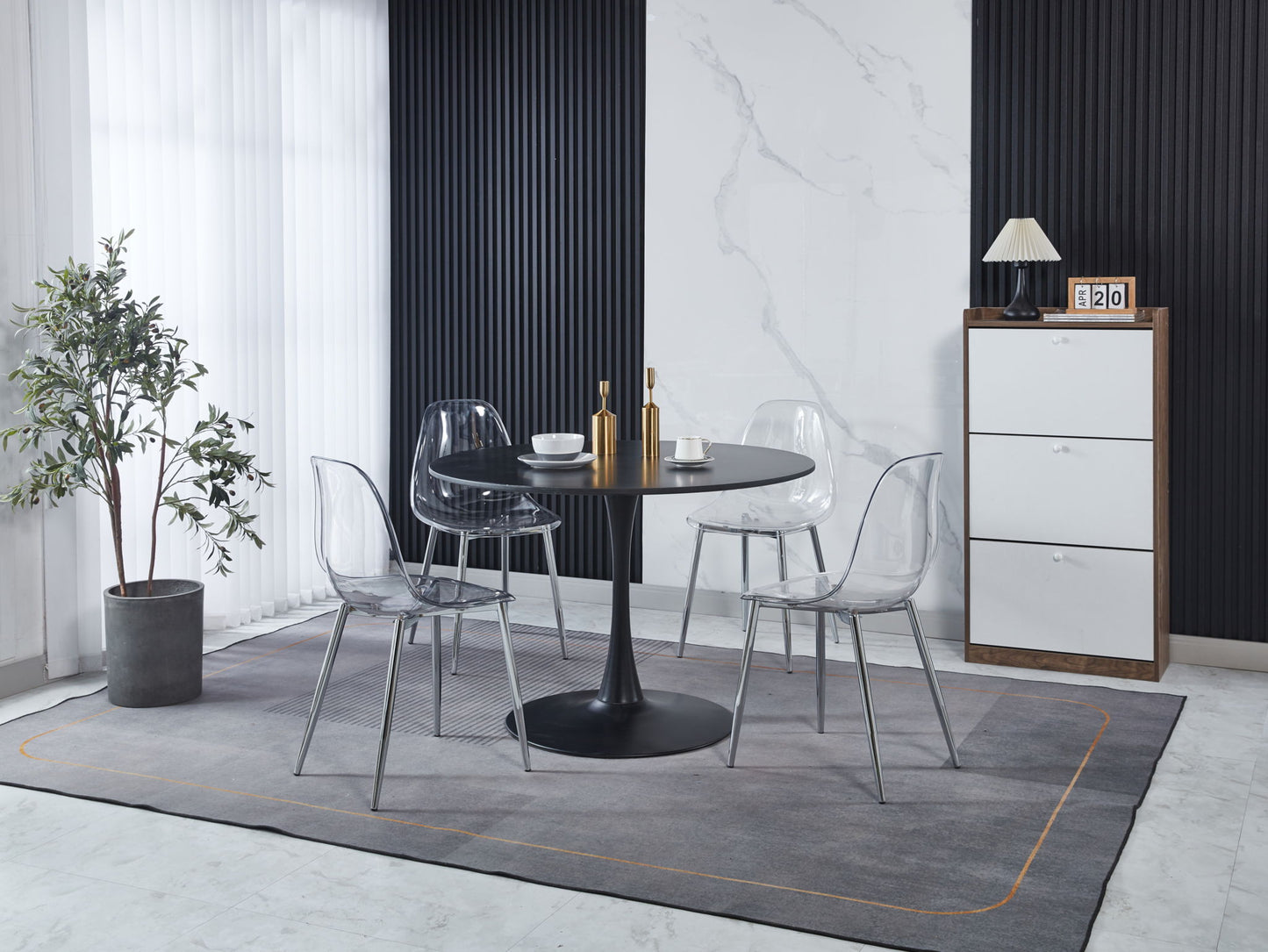 Transparent Plastic Seat Dining Chair (Set of 4) Home Essentials