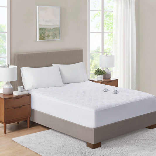 Microfiber Heated - Twin Long Mattress Pad - White