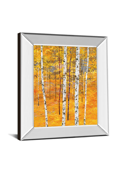 Iridescent Trees IV By Alex Jawdokimov - Mirror Framed Print Wall Art - Yellow