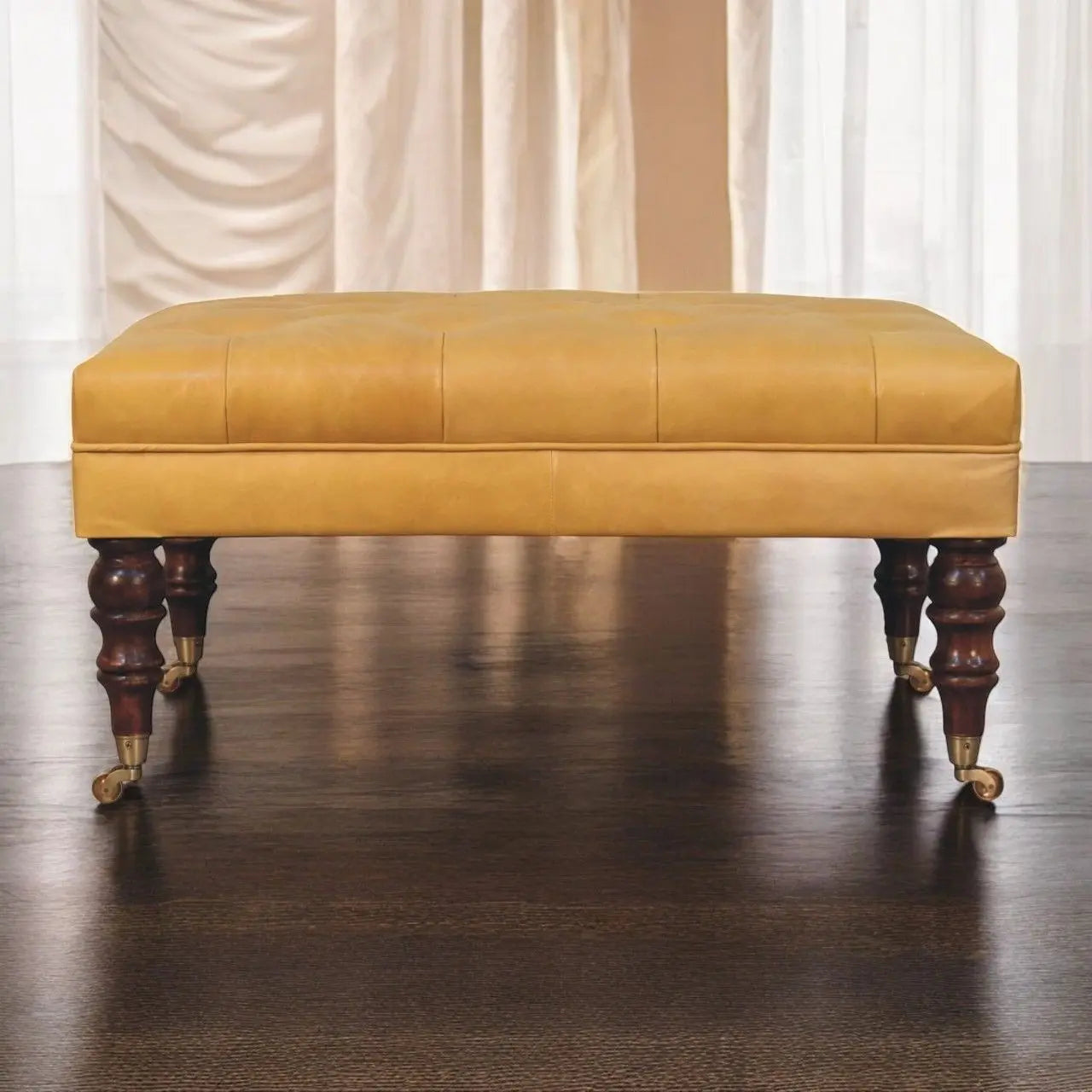 Buffalo - Leather Ottoman With Castor Legs Artisan Furniture