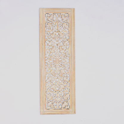 Floral Hand Carved Mandala Rectangular Wall Decor Accent - Gold / White Daily Nest