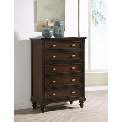 Berwick - 5 Drawer Chest With Felt Lined Top Drawers - Dark Oak Furniture Max