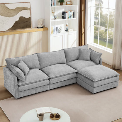 Contemporary Modular Sectional Sofa Set With Movable Ottoman Home Essentials