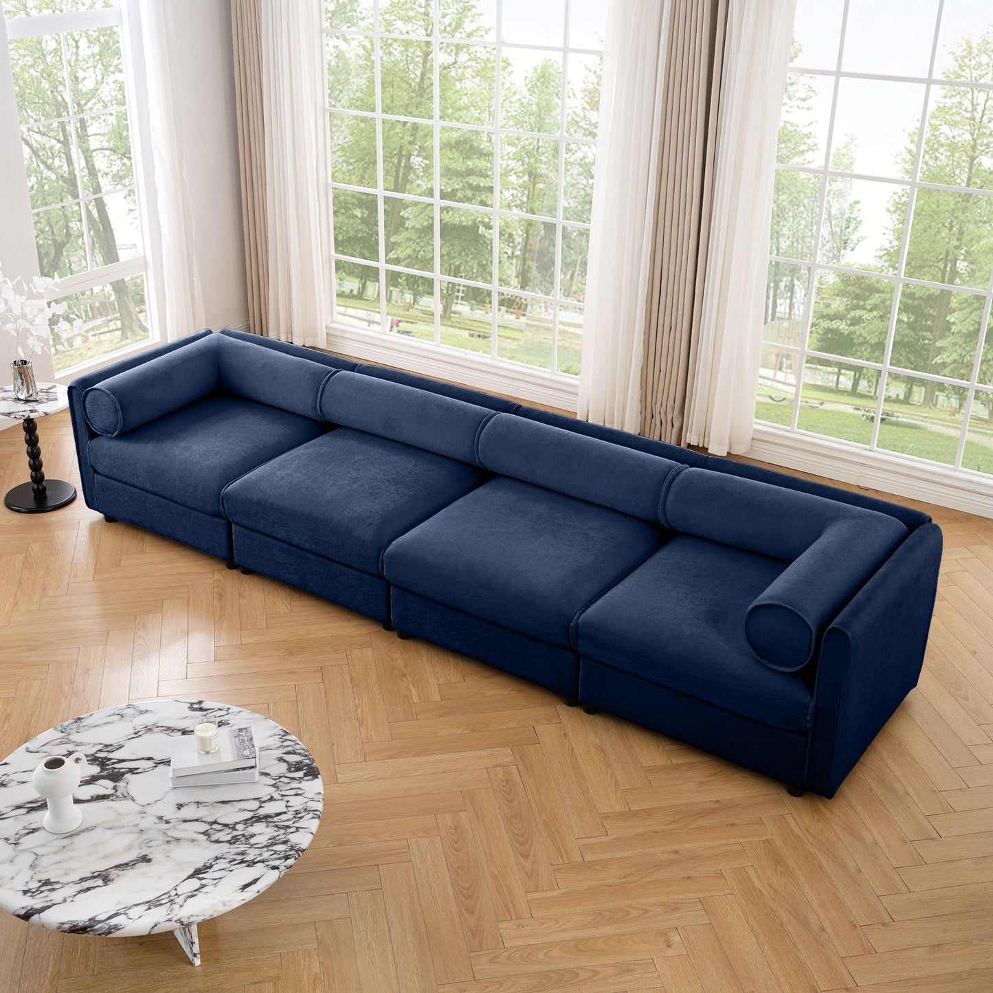 Stylish Chenille Sofa With Storage Seat And Cylindrical Backrest Home Essentials