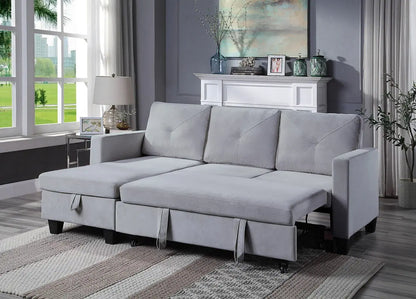 Nova - Velvet Reversible Sleeper Sectional Sofa With Storage Chaise Lilola Home