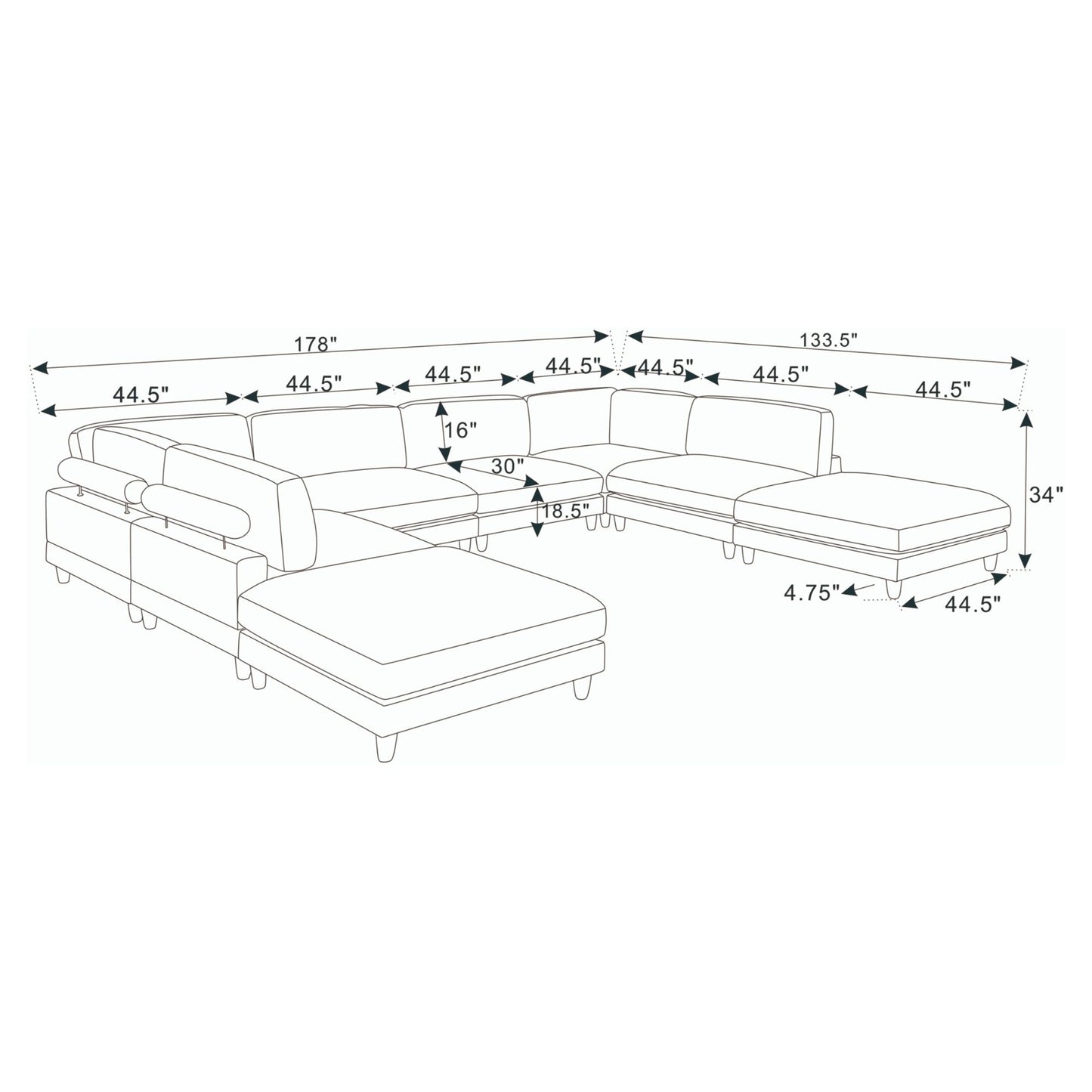 Modern Modular Sectional With Adjustable Back Support Home Essentials