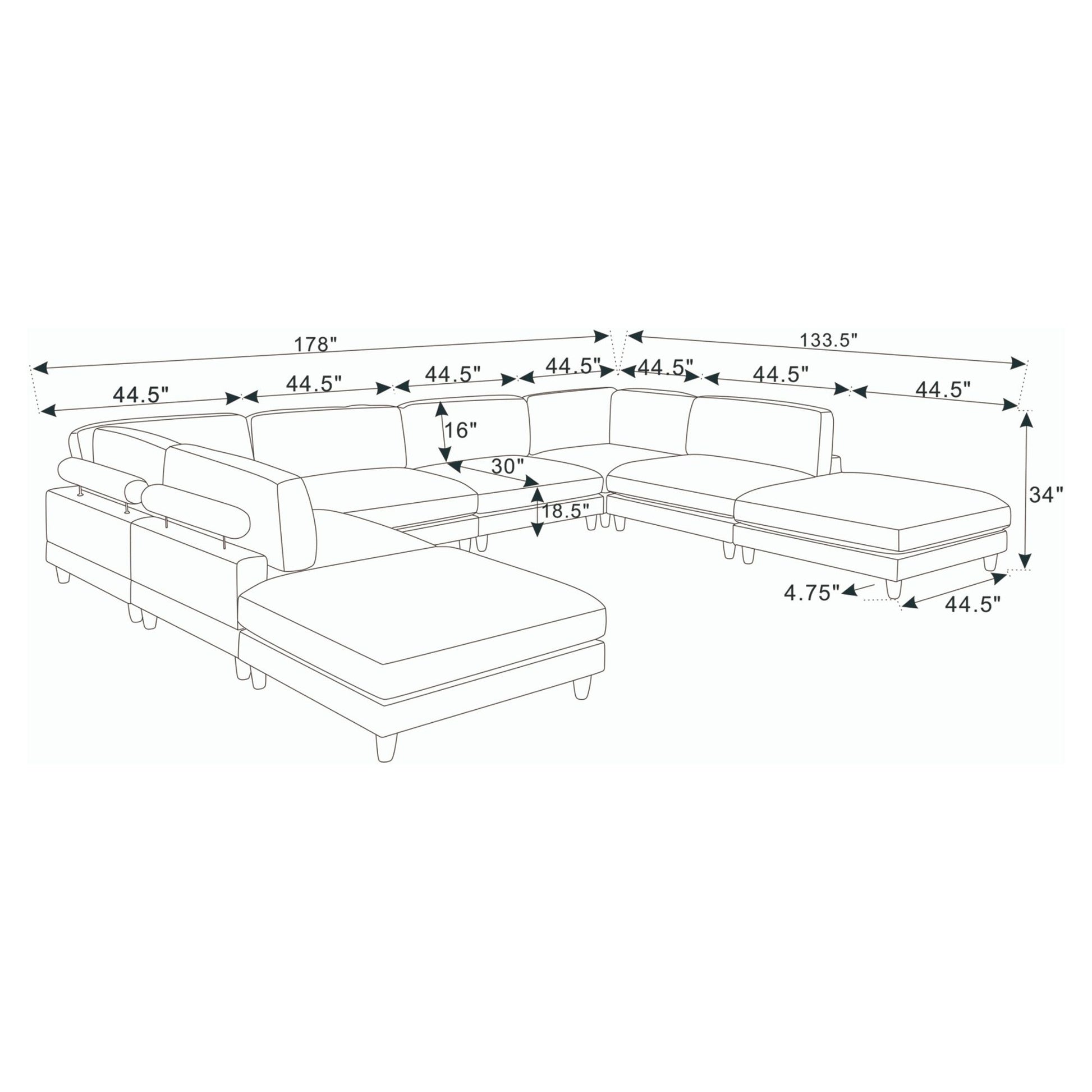 Modern Modular Sectional With Adjustable Back Support Home Essentials