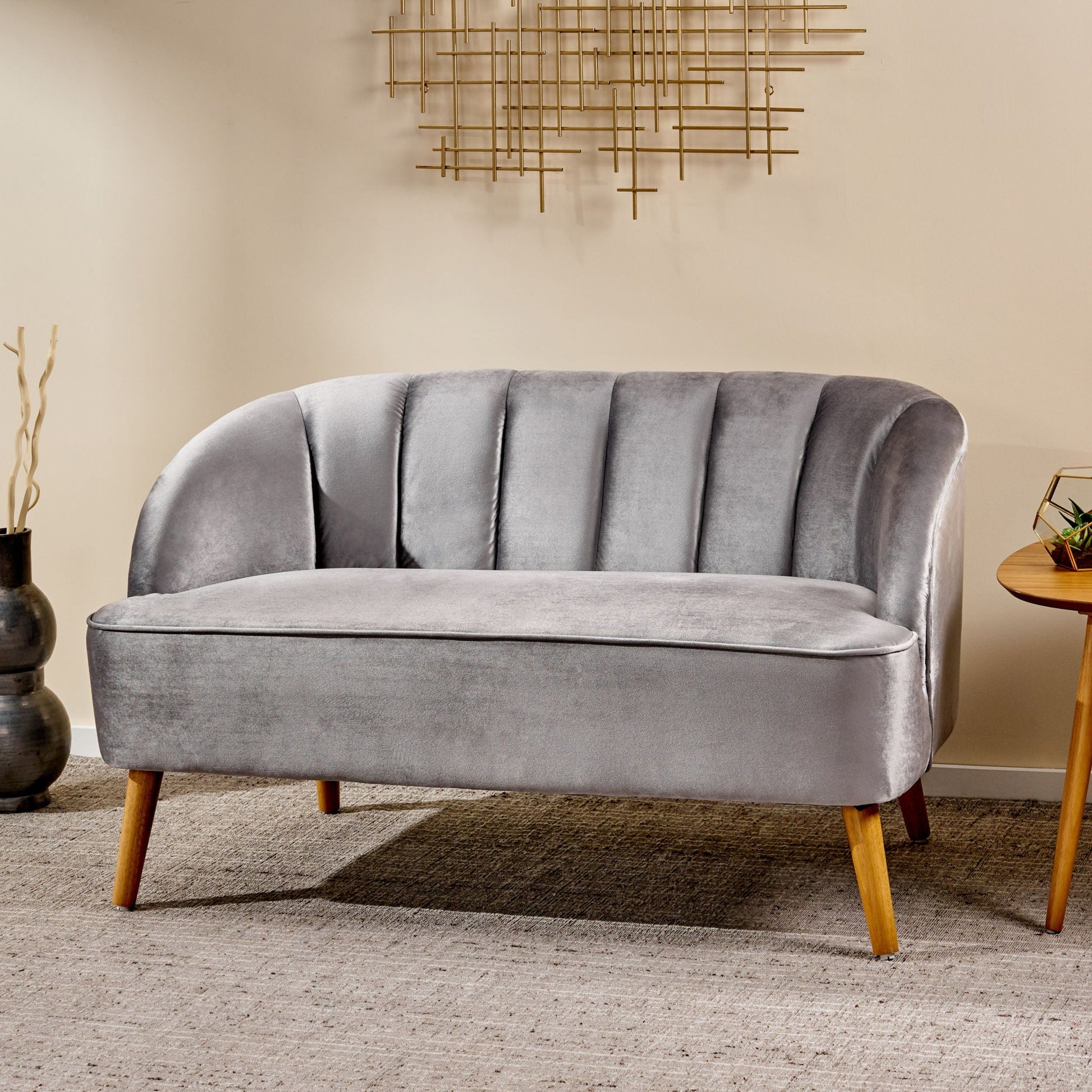 Modern Classic Shell Backed Loveseat Noble House