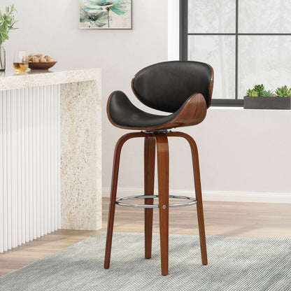 Lumos - Mid Century Modern Upholstered Swivel Barstool Noble House