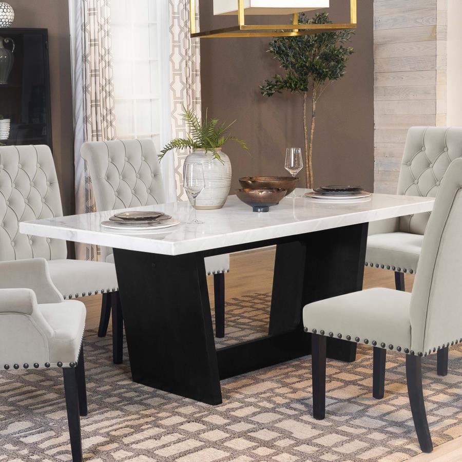 Osborne - Marble Top Dining Table - Rustic Espresso CoasterElevations