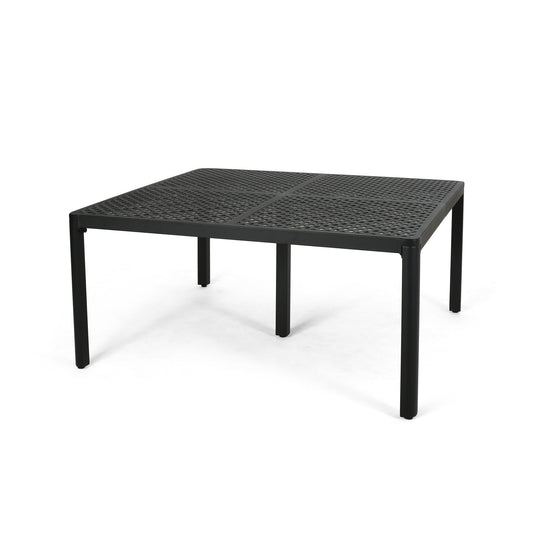 Outdoor Modern Aluminum Dining Table With Woven Accents Noble House