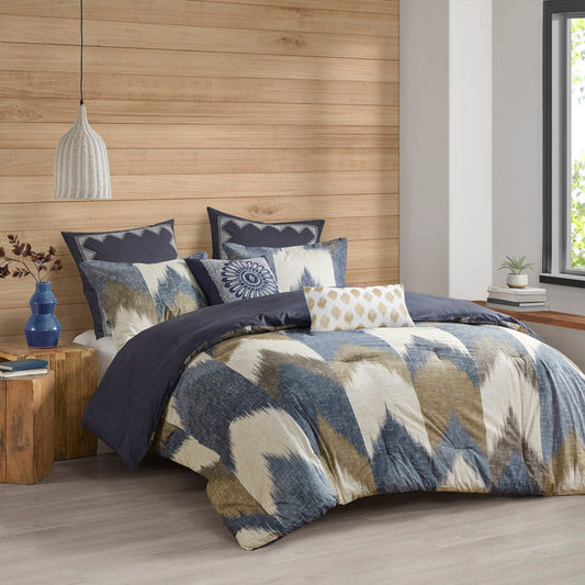Alpine - King 3 Piece Comforter Mini Set - Navy INK+IVY