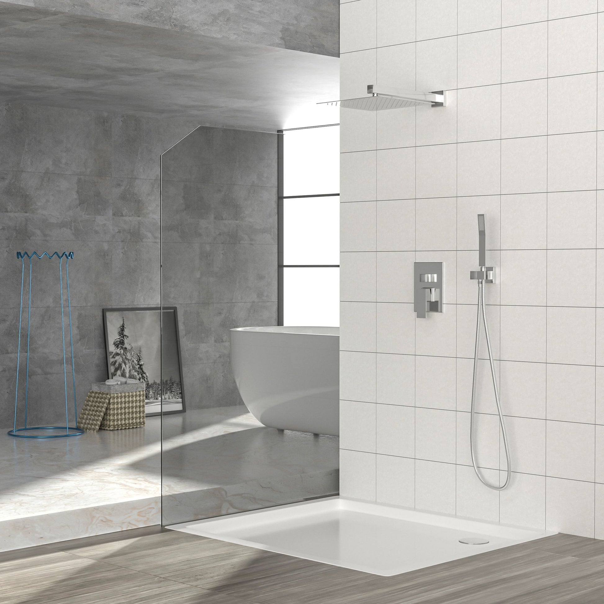 Dual Shower Head System With 12" Square Rain Shower And Rough In Valve Daily Nest