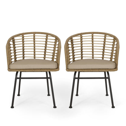 Randy - Modern Wicker Chair With Water Resistant Cushions - Brown / Beige Noble House