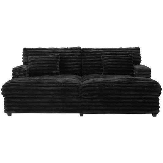 Oversized Double Chaise Lounge Sofa With USB Ports And Cup Holders Hearth and Haven