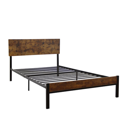 Modern Twin Size Metal Bed Frame Sturdy System Metal & Wood - Black Home Essentials