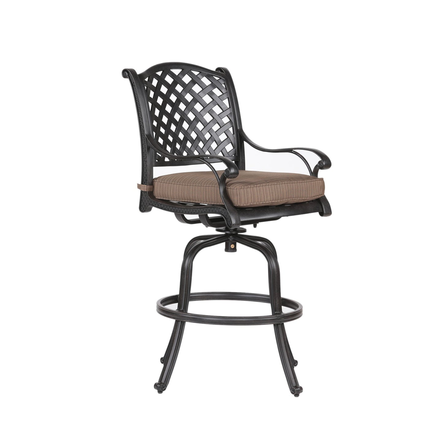 Elegant Cast Aluminum Counter Stool Set With Cushions, All Weather Design - Dark Brown Home Essentials