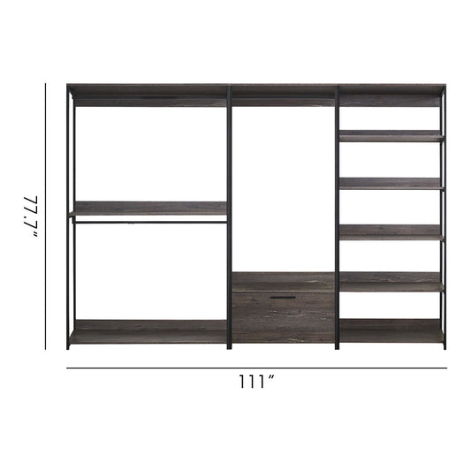 Monica - Wood Walk In Closet System, Modular Design Melamine - Rustic Home Essentials