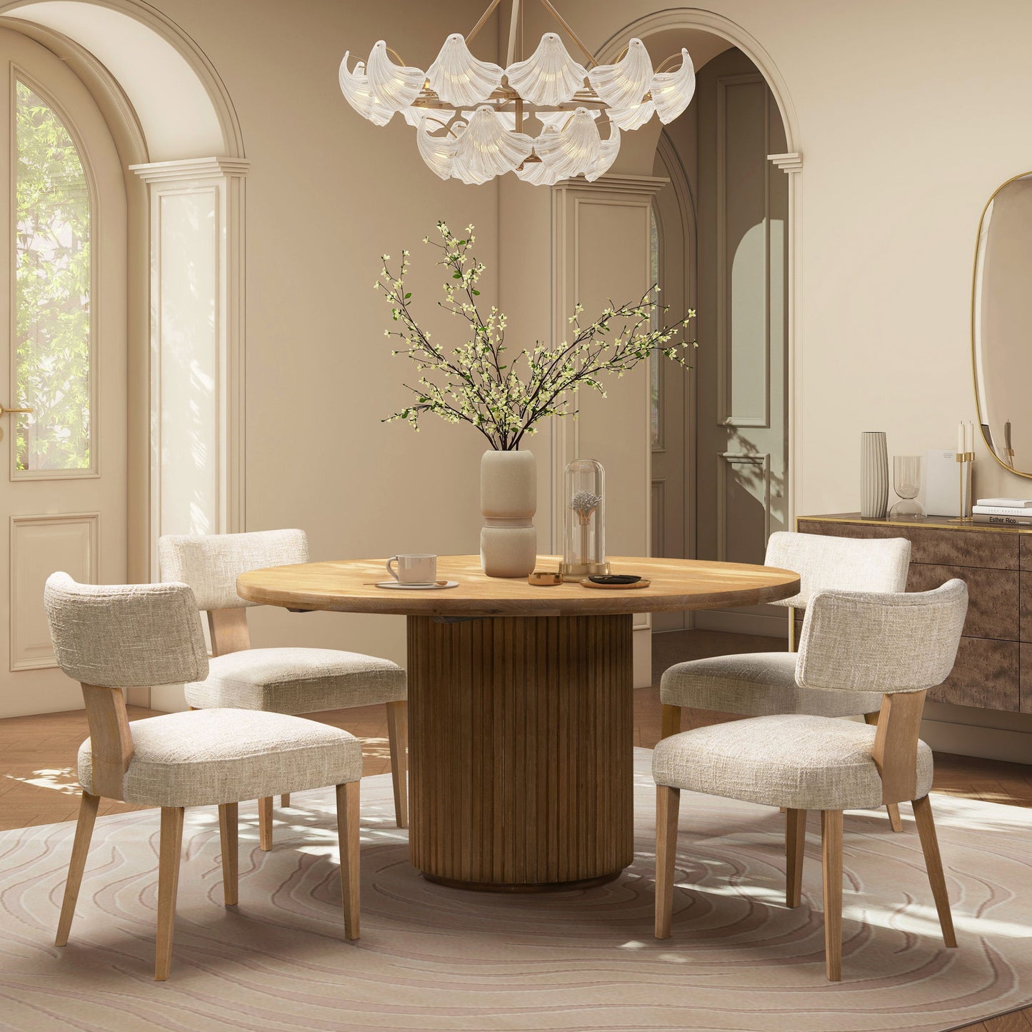 Louise - Split Back Upholstered Dining Side Chair (Set of 2) - Travertine Beige Jennifer Taylor Home