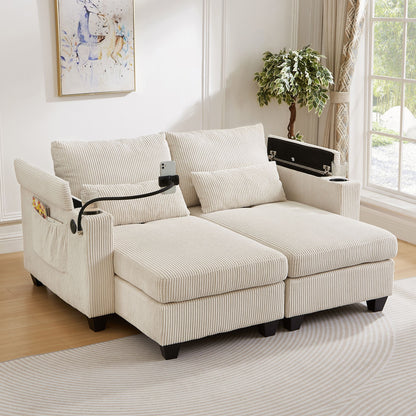 Convertible Chaise Lounge Sofa Chair With USB Ports, Cup Holders, Phone Holder And Storage Hearth and Haven